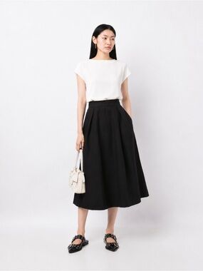 b+ab Pleated twill midi skirt